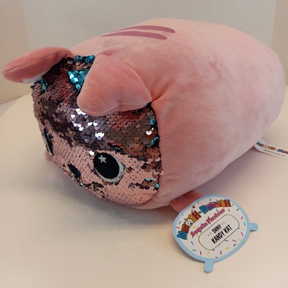 Moosh-Moosh Sequin Plushie Shiney Kandy Kat 6" x 8" x 12" Stuffed Toy Pillow GUC - Picture 1 of 16